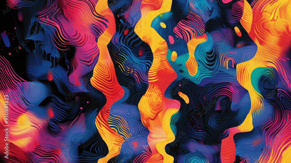 Poster Vibrant abstract backdrop featuring organic lines and shapes for a captivating and trippy visual effect