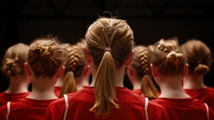 Obraz premium A Female High School Basketball Team Having A Team Talk, Full Of Motivation, Wallpaper Pictures, Background Hd