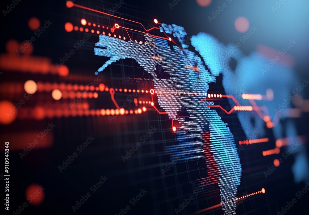 Poster abstract global network concept with world map and connection lines