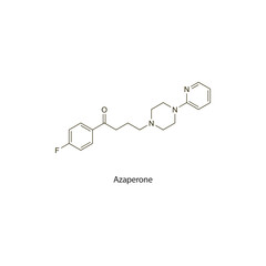 Azaperone flat skeletal molecular structure Antipsychotic drug used in insomnia treatment. Vector illustration scientific diagram.
