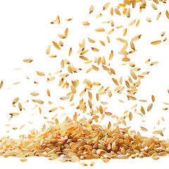 falling Parboiled rice isolated on transparent background.
