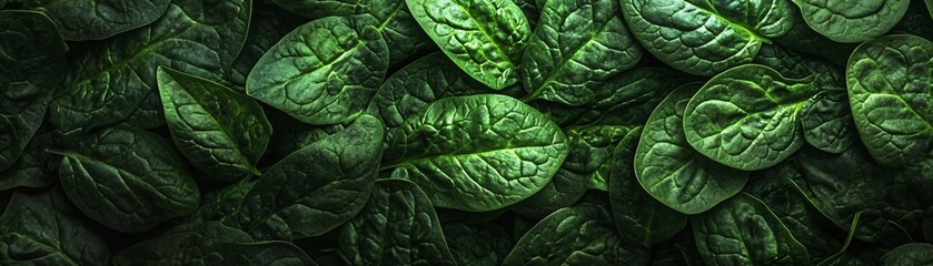 Obraz premium Leafy spinach a rich source of iron promoting healthy blood and energy levels featured in a nutritious dish