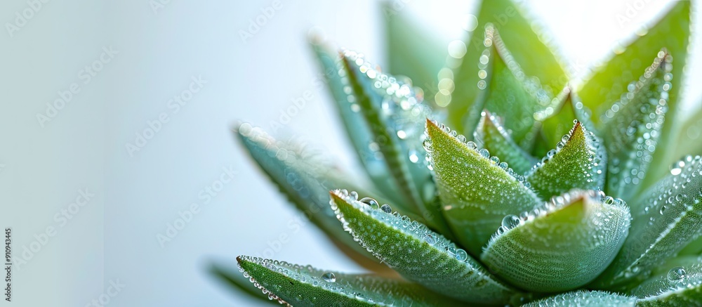 Aufkleber macro closeup of a haworthia succulent cactus on a white backdrop with copy space image available