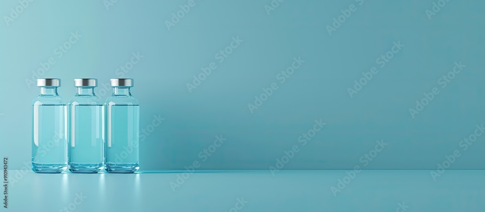 Aufkleber copy space image with empty vaccine vials set against a blue backdrop