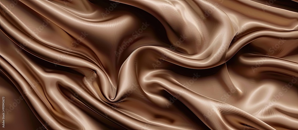 Leinwandbilder sleek brown satin silk fabric with elegant waves abstract backdrop design with copy space image incl