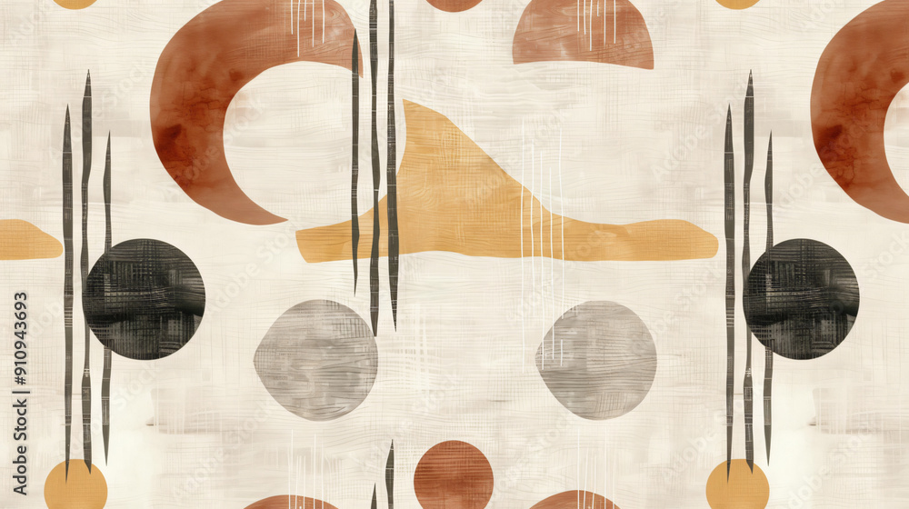 Poster modern minimalist style seamless pattern with organic shapes and textures