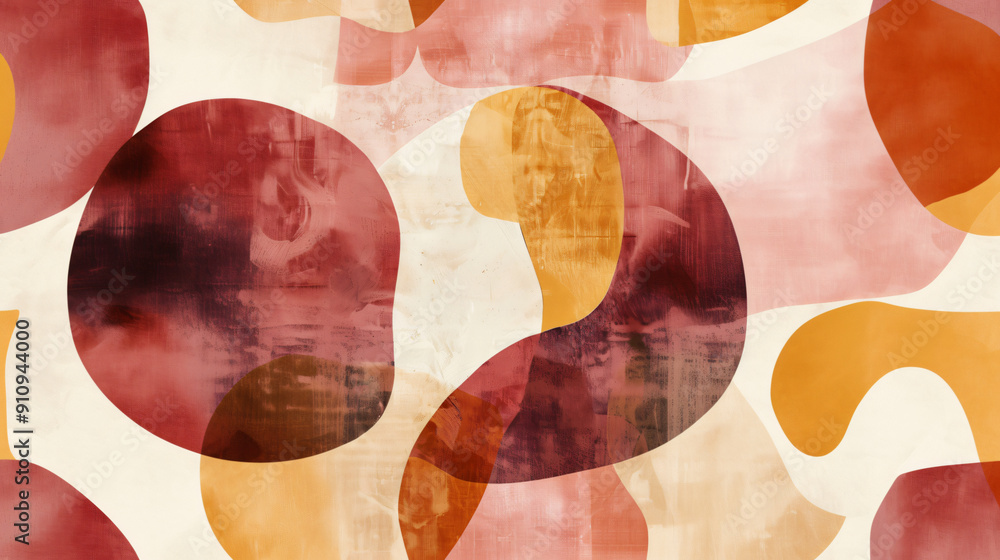 Aufkleber modern textured design with organic shapes in orange and red hues on abstract background