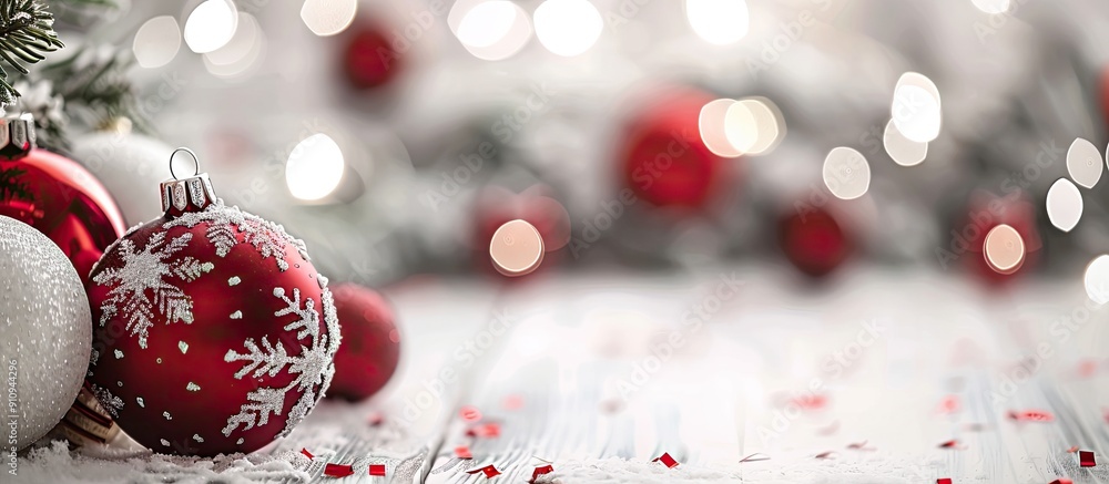 Poster festive christmas card featuring a white and red design with copy space image