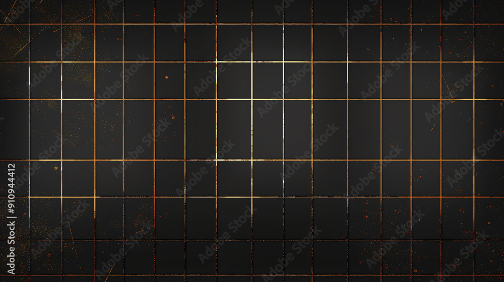 Poster luxurious and modern aesthetic created by golden grid pattern on black background