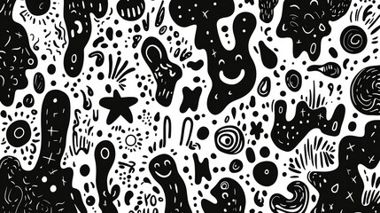 Flat scan of doodles on paper with black magic marker, abstract fun, flat scan of doodles on paper with black magic marker