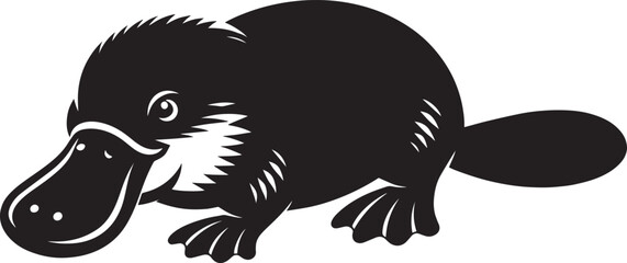 Platypus Silhouette isolated on white background Minimalist Platypus vector shape icon