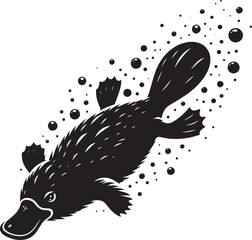 Platypus Silhouette isolated on white background Minimalist Platypus vector shape icon
