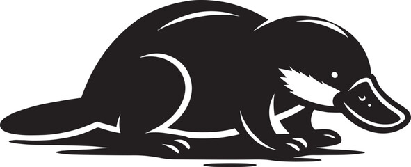 Platypus Silhouette isolated on white background Minimalist Platypus vector shape icon
