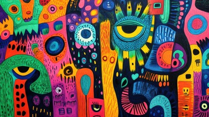Obraz premium Fun abstract doodles on paper with black magic marker, flat scan, flat scan of doodles on paper with black magic marker
