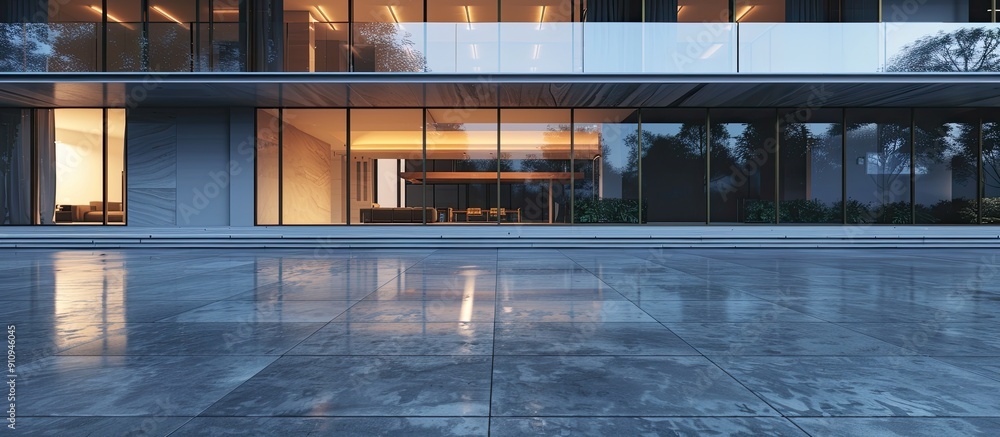 Aufkleber modern architectural exterior with an empty ground floor featuring a copy space image