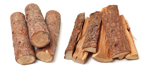 Pile of firewood isolated on a white background