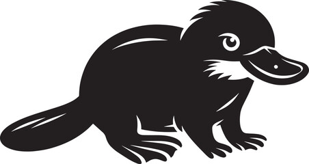 Platypus Silhouette isolated on white background Minimalist Platypus vector shape icon
