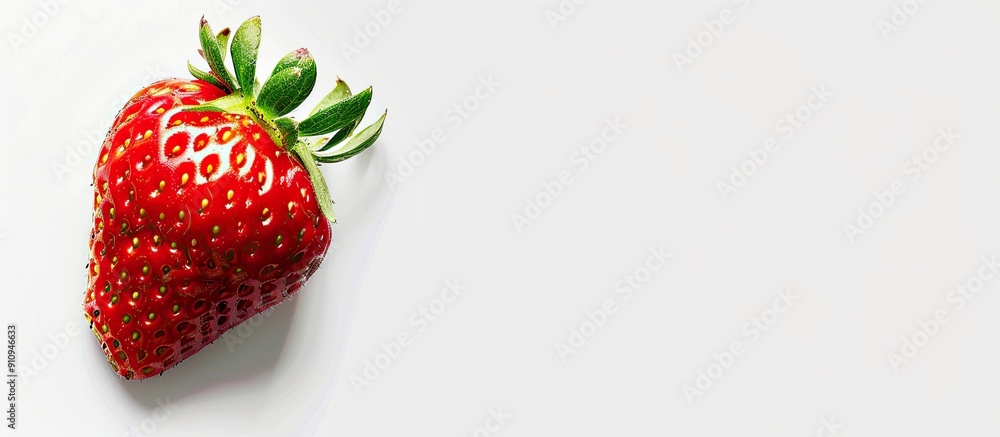 Poster Copy space image featuring a ripe strawberry against a white backdrop with a clipping path for easy extraction