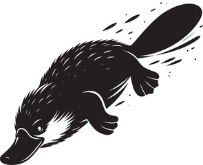 Platypus Silhouette isolated on white background Minimalist Platypus vector shape icon