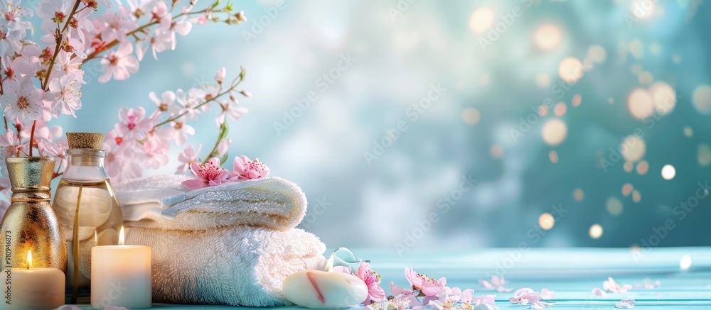 Poster spa treatments displayed on a bright backdrop featuring copy space image