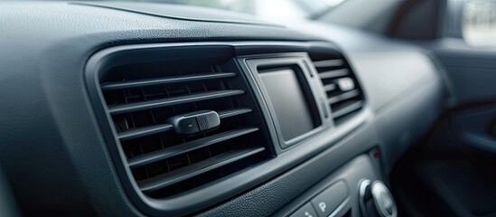 Ventilation vents visible in a gray car interior with copy space image