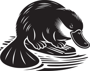 Platypus Silhouette isolated on white background Minimalist Platypus vector shape icon