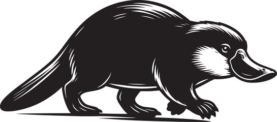 Platypus Silhouette isolated on white background Minimalist Platypus vector shape icon