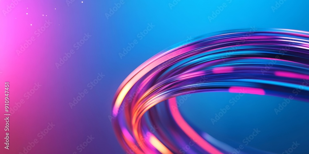 Poster an optical fiber cable with light particles flowing through it, creating a dynamic and futuristic ba