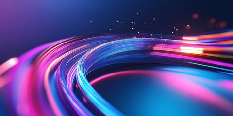 An optical fiber cable with light particles flowing through it, creating a dynamic and futuristic background.