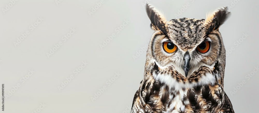 Poster owl bird displayed against white copy space image