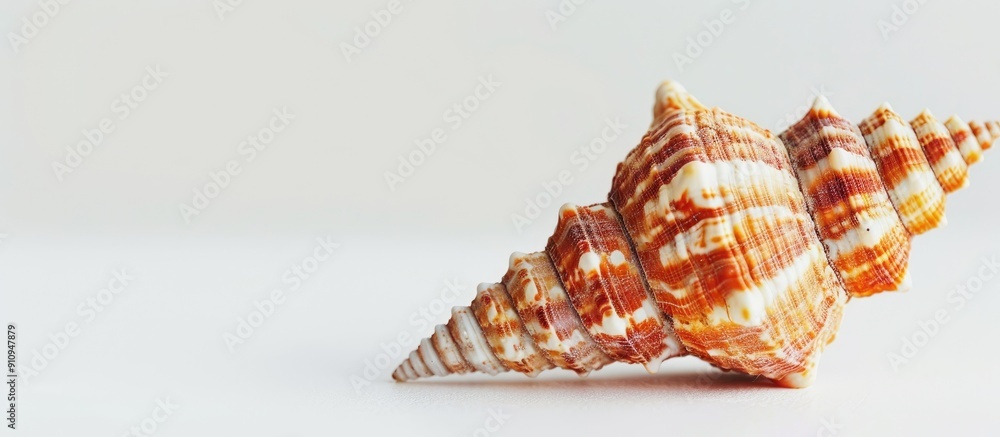 Poster an orange color brown shell showcased on a white backdrop displaying copy space image