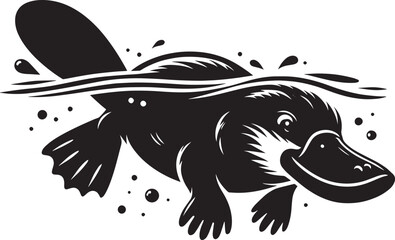 Platypus Silhouette isolated on white background Minimalist Platypus vector shape icon