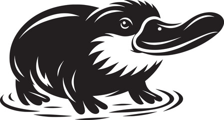 Platypus Silhouette isolated on white background Minimalist Platypus vector shape icon