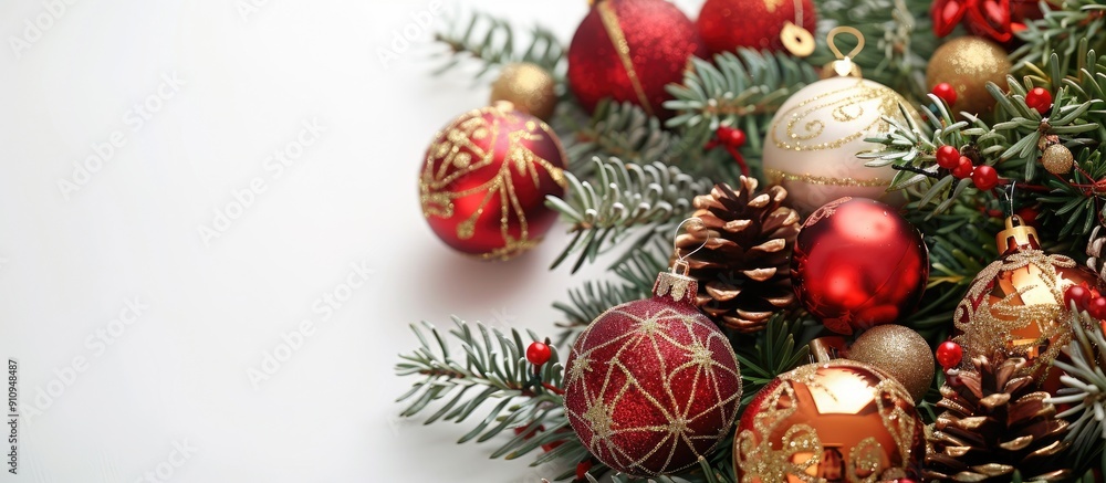 Poster festive christmas decorations with a blank space for text ideal for conveying holiday wishes of joy 