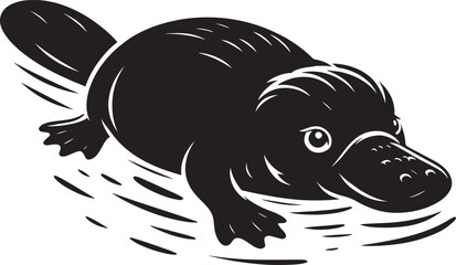 Platypus Silhouette isolated on white background Minimalist Platypus vector shape icon