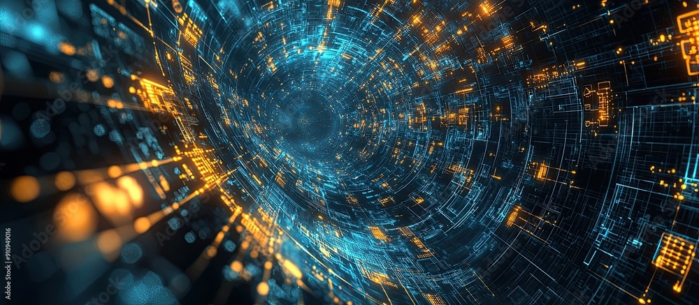 Poster ai manual rendering of abstract fractal technology background