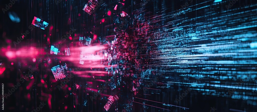 Poster ai rendered error text with technological glitch effects and screen interference