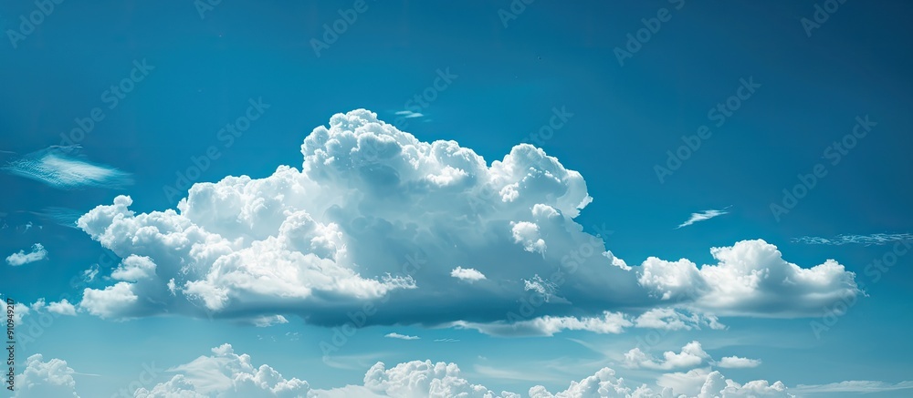 Poster the expansive blue sky filled with fluffy clouds is perfect for a copy space image