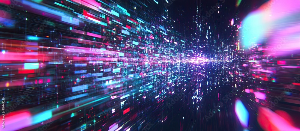 Poster ai rendering underway with visual effects of technological malfunctions striking screen glitch featu