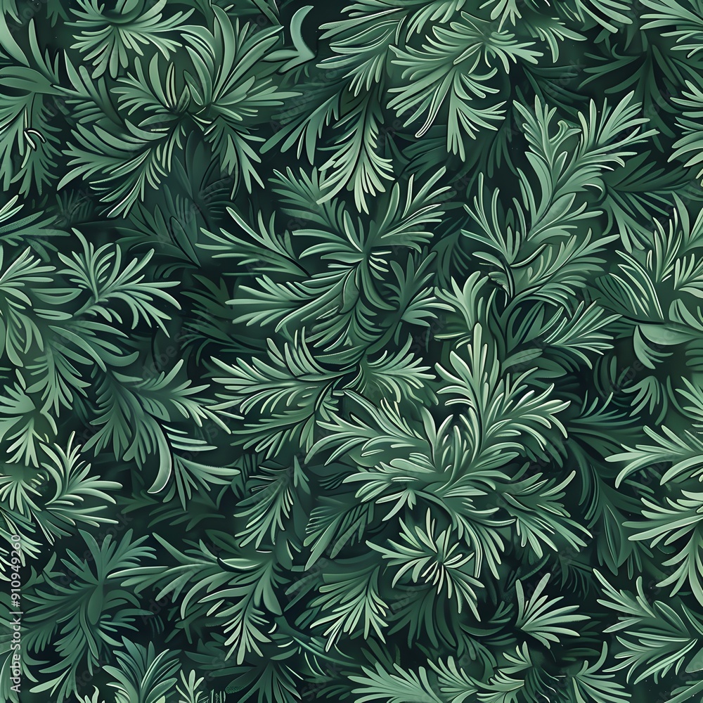 Aufkleber intricate green foliage pattern. a seamless pattern of lush green foliage. the intricate details and