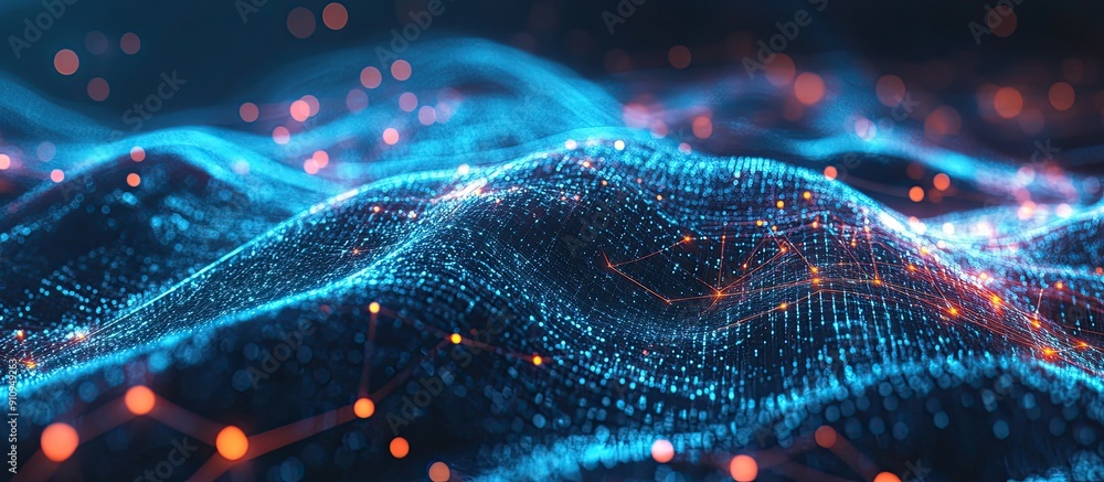 Poster abstract background of computer technology with visual network connections