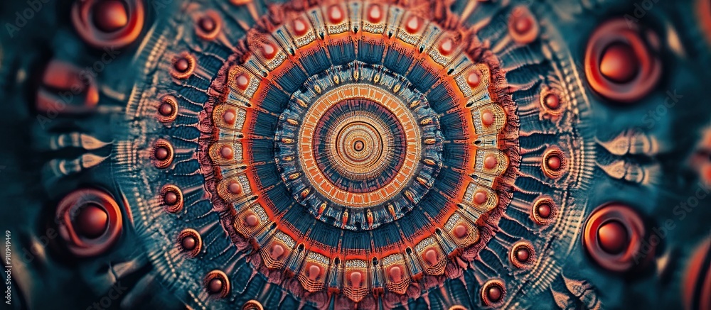 Poster abstract geometric circle design with concentric and radial patterns