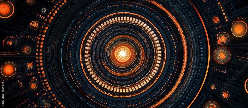Poster abstract geometric circle design with concentric and radial patterns