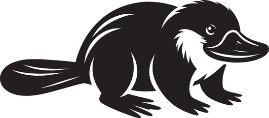 Platypus Silhouette isolated on white background Minimalist Platypus vector shape icon