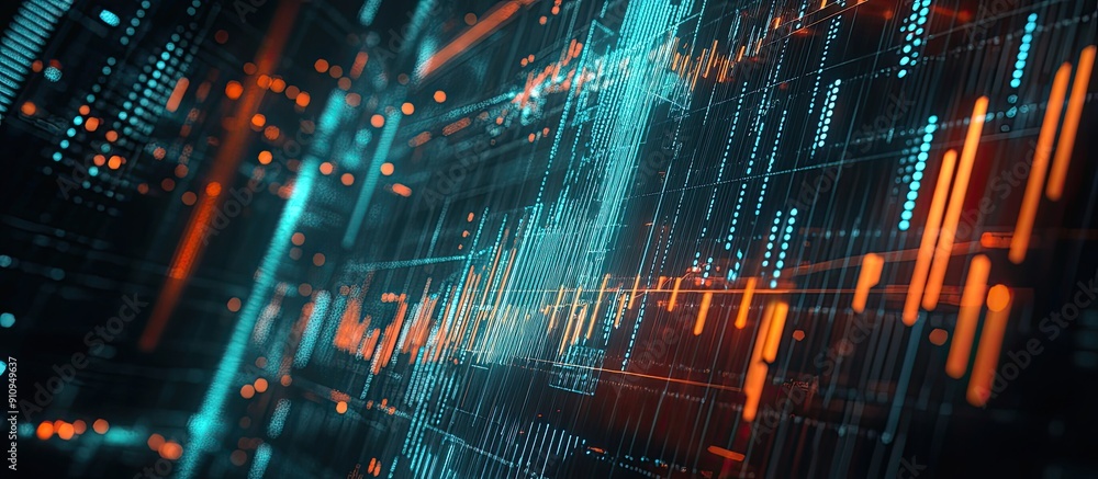 Poster abstract stock growth graph background financial technology visualization exchange market trends eco