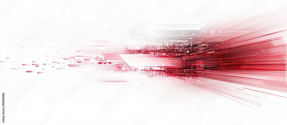 Poster abstract technology background in white and red tones with dynamic speed elements