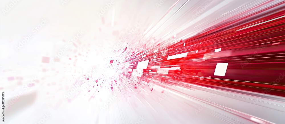 Poster abstract technology background in white and red tones with dynamic speed elements