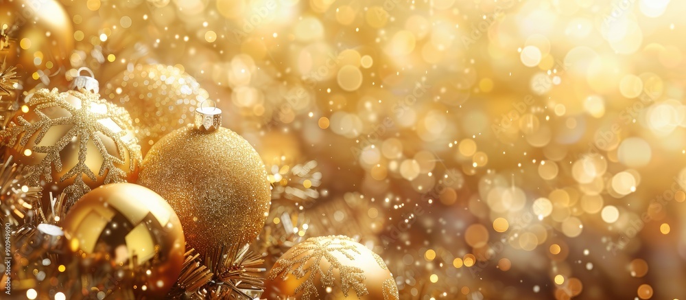 Leinwandbilder golden christmas balls snowflake and decorations set against a festive background ideal for adding t