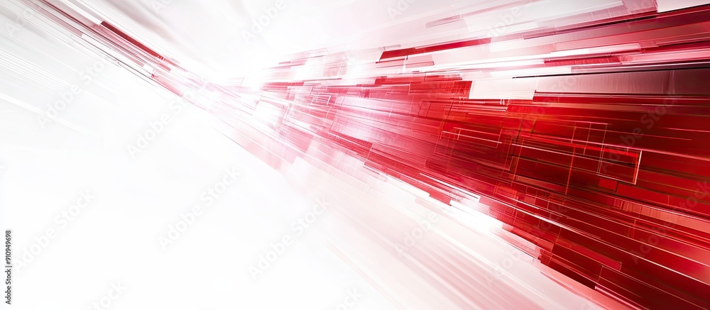 Poster abstract technology background in white and red tones with dynamic speed elements