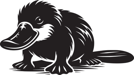 Platypus Silhouette isolated on white background Minimalist Platypus vector shape icon
